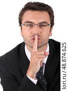 Man asking for silence. Стоковое фото, агентство Ingram Publishing / Фотобанк Лори