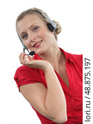 Happy call-center worker. Стоковое фото, агентство Ingram Publishing / Фотобанк Лори