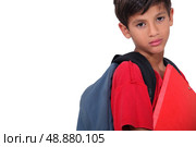 Sulky looking schoolboy. Стоковое фото, агентство Ingram Publishing / Фотобанк Лори