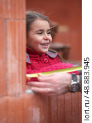 Little girl on a building site. Стоковое фото, агентство Ingram Publishing / Фотобанк Лори