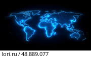 World map with detailed geographic features and grid layout displayed on a vibrant blue background. Стоковое AI-изображение, AI-художник Михаил Коханчиков / Фотобанк Лори