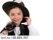 child disguised as a reporter. Стоковое фото, агентство Ingram Publishing / Фотобанк Лори