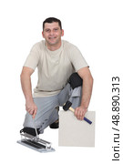 Tile fitter. Стоковое фото, агентство Ingram Publishing / Фотобанк Лори