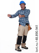 A deranged construction worker. Стоковое фото, агентство Ingram Publishing / Фотобанк Лори