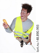 electrician in a state of shock. Стоковое фото, агентство Ingram Publishing / Фотобанк Лори