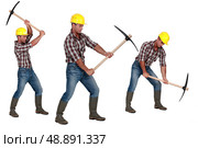 Multiple image of man with pick-ax. Стоковое фото, агентство Ingram Publishing / Фотобанк Лори