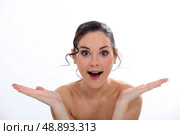 Amazed woman with bare shoulders. Стоковое фото, агентство Ingram Publishing / Фотобанк Лори