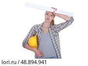Overworked tradeswoman. Стоковое фото, агентство Ingram Publishing / Фотобанк Лори