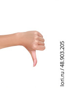 Female hand with thumb down. Стоковое фото, агентство Ingram Publishing / Фотобанк Лори