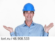 Builder asking why. Стоковое фото, агентство Ingram Publishing / Фотобанк Лори