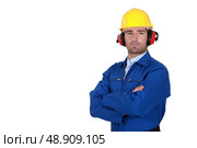 Determined construction worker. Стоковое фото, агентство Ingram Publishing / Фотобанк Лори