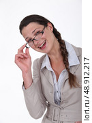 portrait of businesswoman looking happy. Стоковое фото, агентство Ingram Publishing / Фотобанк Лори