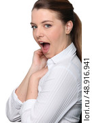 Woman yawning. Стоковое фото, агентство Ingram Publishing / Фотобанк Лори
