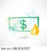 Paper dollar in fire grunge icon. Стоковая иллюстрация, агентство Ingram Publishing / Фотобанк Лори