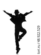 silhouette of male dancer isolated on white. Стоковое фото, агентство Ingram Publishing / Фотобанк Лори
