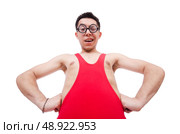 Funny wrestler isolated on white. Стоковое фото, агентство Ingram Publishing / Фотобанк Лори
