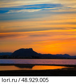 Denia Las Marinas sunset beach in Punta Molins at Alicante Mediterranean Spain. Стоковое фото, агентство Ingram Publishing / Фотобанк Лори