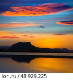 Denia Las Marinas sunset beach in Punta Molins at Alicante Mediterranean Spain. Стоковое фото, агентство Ingram Publishing / Фотобанк Лори