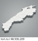 3d map prefecture of Japan Template for your design. Стоковая иллюстрация, иллюстратор Максим Гребешков / Фотобанк Лори