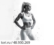 Спорт-Арт. Спортивная женщина в монохромном стиле. Стоковое AI-изображение, AI-художник Калашников Андрей / Фотобанк Лори