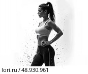 Спорт-Арт. Спортивная женщина в монохромном стиле. Стоковое AI-изображение, AI-художник Калашников Андрей / Фотобанк Лори