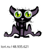 Vector Surprised Pussy cat with green eyes isolated on white. Стоковая иллюстрация, агентство Ingram Publishing / Фотобанк Лори