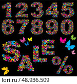 butterfly numerals, word SALE and percent symbol - elements for summer sale design. Стоковая иллюстрация, агентство Ingram Publishing / Фотобанк Лори