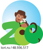 little monkey with flowers in its hand (zoo symbol) Стоковая иллюстрация, агентство Ingram Publishing / Фотобанк Лори