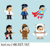 Professions icons set of manager policeman superman musician detective astronaut vector illustration. Стоковая иллюстрация, агентство Ingram Publishing / Фотобанк Лори