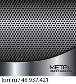 Abstract metal background with steel silver chrome surface and perforation vector illustration. Стоковая иллюстрация, агентство Ingram Publishing / Фотобанк Лори