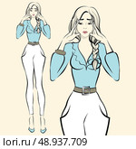 Sexy beautiful elegantly dressed upset woman vector illustration. Стоковая иллюстрация, агентство Ingram Publishing / Фотобанк Лори