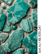 Captivating shades of green and blue intertwine in the amazonite mineral stone, showcasing remarkable textures against a natural backdrop. The unique formations inspire creativity Generative AI. Стоковое AI-изображение, AI-художник Юлия Петровская / Фотобанк Лори
