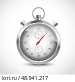 Realistic metallic stopwatch sport chronometer isolated on white background vector illustration. Стоковая иллюстрация, агентство Ingram Publishing / Фотобанк Лори