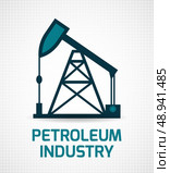 Petroleum industry crude oil extraction and removing pumpjack installation symbol pictogram poster print abstract vector illustration. Стоковая иллюстрация, агентство Ingram Publishing / Фотобанк Лори
