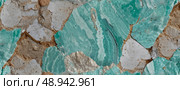 Vibrant shades of green and blue coalesce in stunning patterns on the surface of amazonite mineral stone, showcasing its natural beauty and unique textures in a captivating arrangement Generative AI. Стоковое AI-изображение, AI-художник Юлия Петровская / Фотобанк Лори