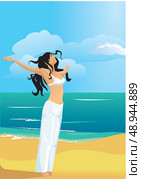 Beautiful, slim and strong woman on beach (health & fit concept) Стоковая иллюстрация, агентство Ingram Publishing / Фотобанк Лори