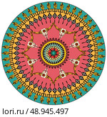 Tribal round ornamental background with bull skull feather arrows and traditional decoration vector illustration. Стоковая иллюстрация, агентство Ingram Publishing / Фотобанк Лори
