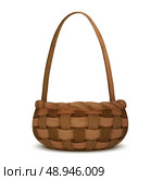 Empty wicker picnic basket isolated on white background vector illustration. Стоковая иллюстрация, агентство Ingram Publishing / Фотобанк Лори