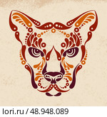 Puma tattoo, color symbol decoration illustration. Стоковая иллюстрация, агентство Ingram Publishing / Фотобанк Лори