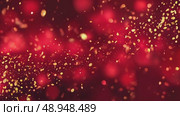 Abstract red background with golden bokeh lights and shimmering particles creating a festive atmosphere, ideal for holiday celebrations, invitations, or seasonal promotions. Стоковое AI-видео, аниматор Ирина Ручушкина / Фотобанк Лори