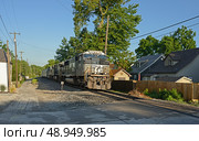 Norfolk Southern locomotive with horse logo. Wabash, Indiana, United States (2014 год). Редакционное фото, фотограф Валерия Попова / Фотобанк Лори