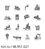 Thermal air and water toxic chemicals power plants hazardous pollution black abstract icons set isolated vector illustration. Стоковая иллюстрация, агентство Ingram Publishing / Фотобанк Лори