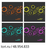 Set of abstract backgrounds with fluorescent splash and circles. Стоковая иллюстрация, агентство Ingram Publishing / Фотобанк Лори