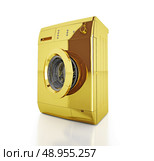 A washing machine isolated on white background . Стоковое фото, агентство Ingram Publishing / Фотобанк Лори