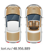 Cabriolet car with closed and open roof top view isolated vector illustration. Стоковая иллюстрация, агентство Ingram Publishing / Фотобанк Лори