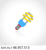 Energy saving lightbulb flat icon isolated on white background vector illustration. Стоковая иллюстрация, агентство Ingram Publishing / Фотобанк Лори