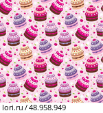Seamless cupcake pattern. Стоковая иллюстрация, агентство Ingram Publishing / Фотобанк Лори