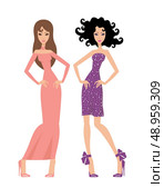 Two beautiful women in dresses. Стоковая иллюстрация, агентство Ingram Publishing / Фотобанк Лори