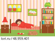 Woman cartoon sleeps. Стоковая иллюстрация, агентство Ingram Publishing / Фотобанк Лори