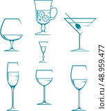 Set of symbols and icons glasses for alcoholic drinks. Стоковая иллюстрация, агентство Ingram Publishing / Фотобанк Лори